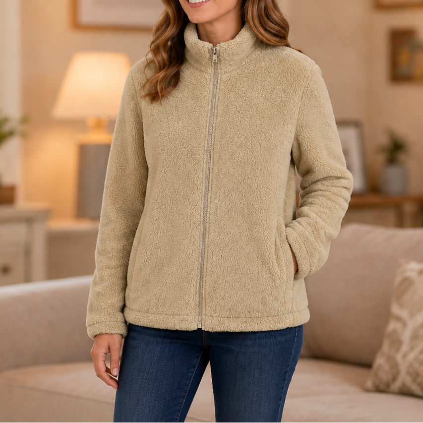 Velora – Plush Fleece Stand-Collar Jacket