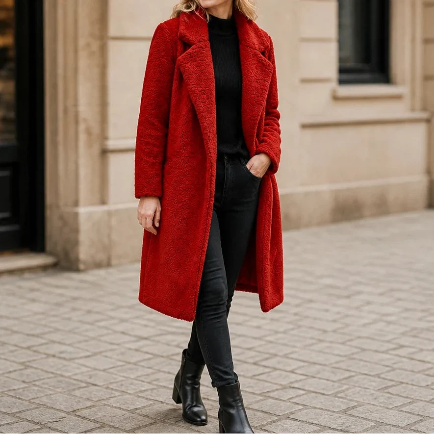 Veloura – Long Teddy Lapel Coat