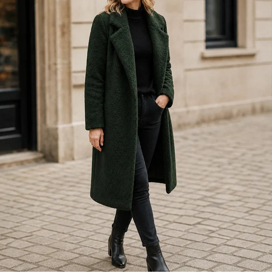 Veloura – Long Teddy Lapel Coat
